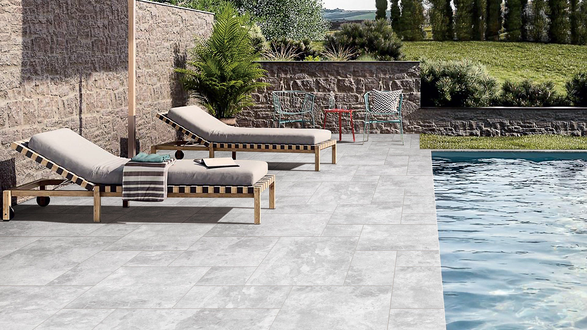 Pools Enhanced With Tiles: Mosaics, Porcelain Pavers & Bullnose Coping